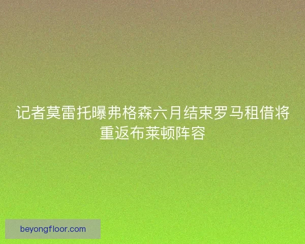记者莫雷托曝弗格森六月结束罗马租借将重返布莱顿阵容