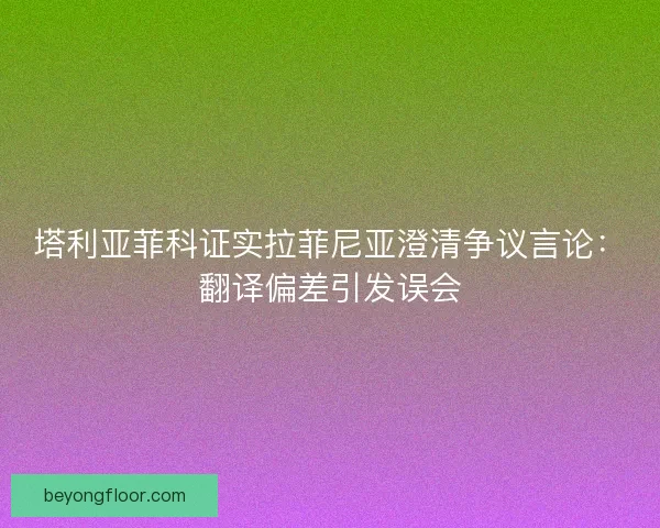 塔利亚菲科证实拉菲尼亚澄清争议言论：翻译偏差引发误会